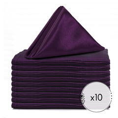 20 inch Satin Cloth Napkins Eggplant (Pack of 10)