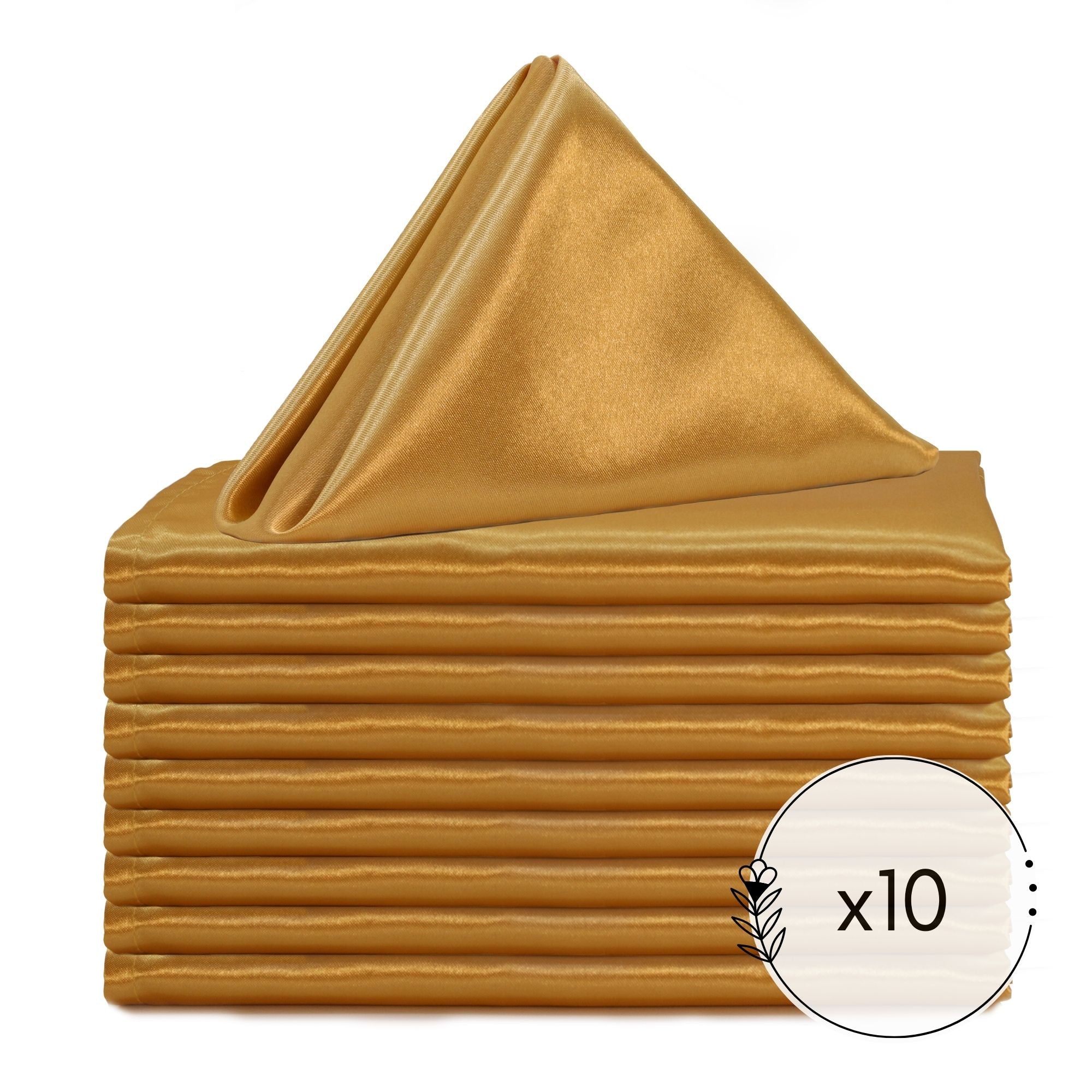20 inch Satin Cloth Napkins Gold (Pack of 10)
