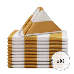 20 inch Satin Cloth Napkins Gold and White Striped (Pack of 10)