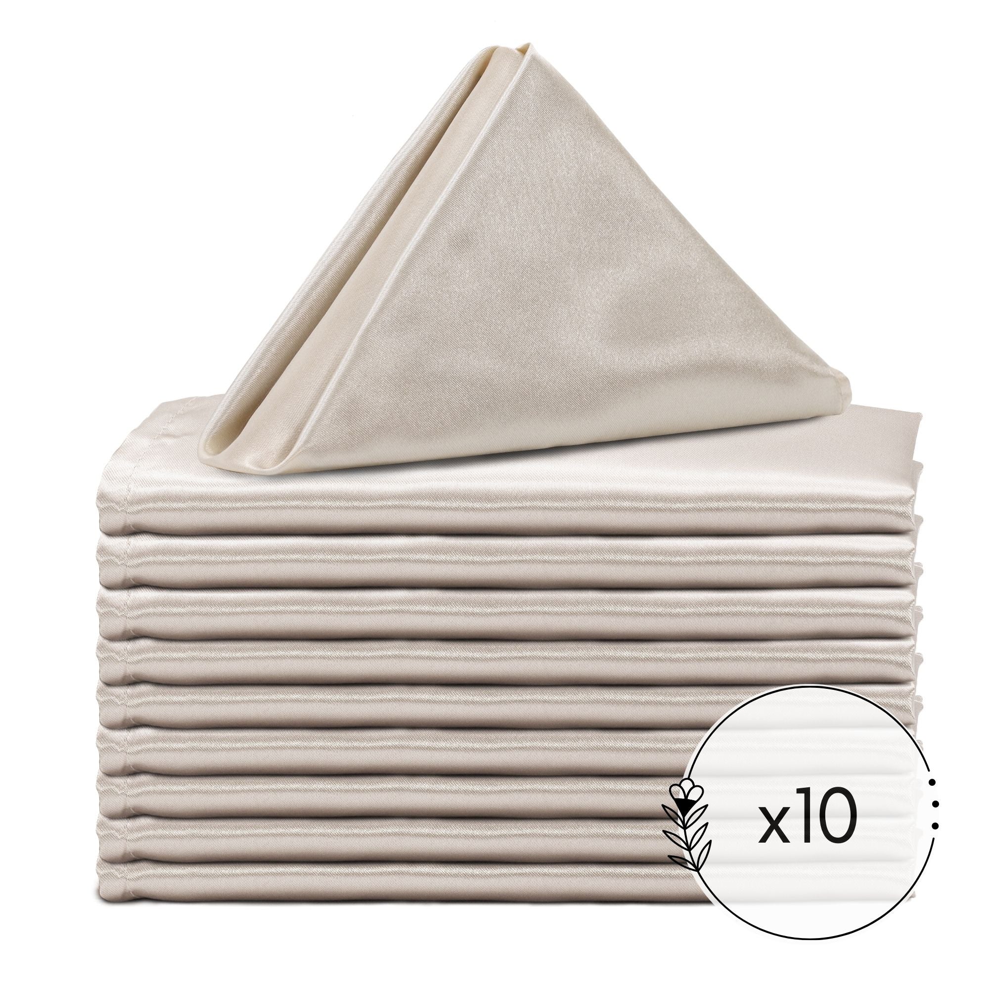 20 inch Satin Cloth Napkins Ivory (Pack of 10)