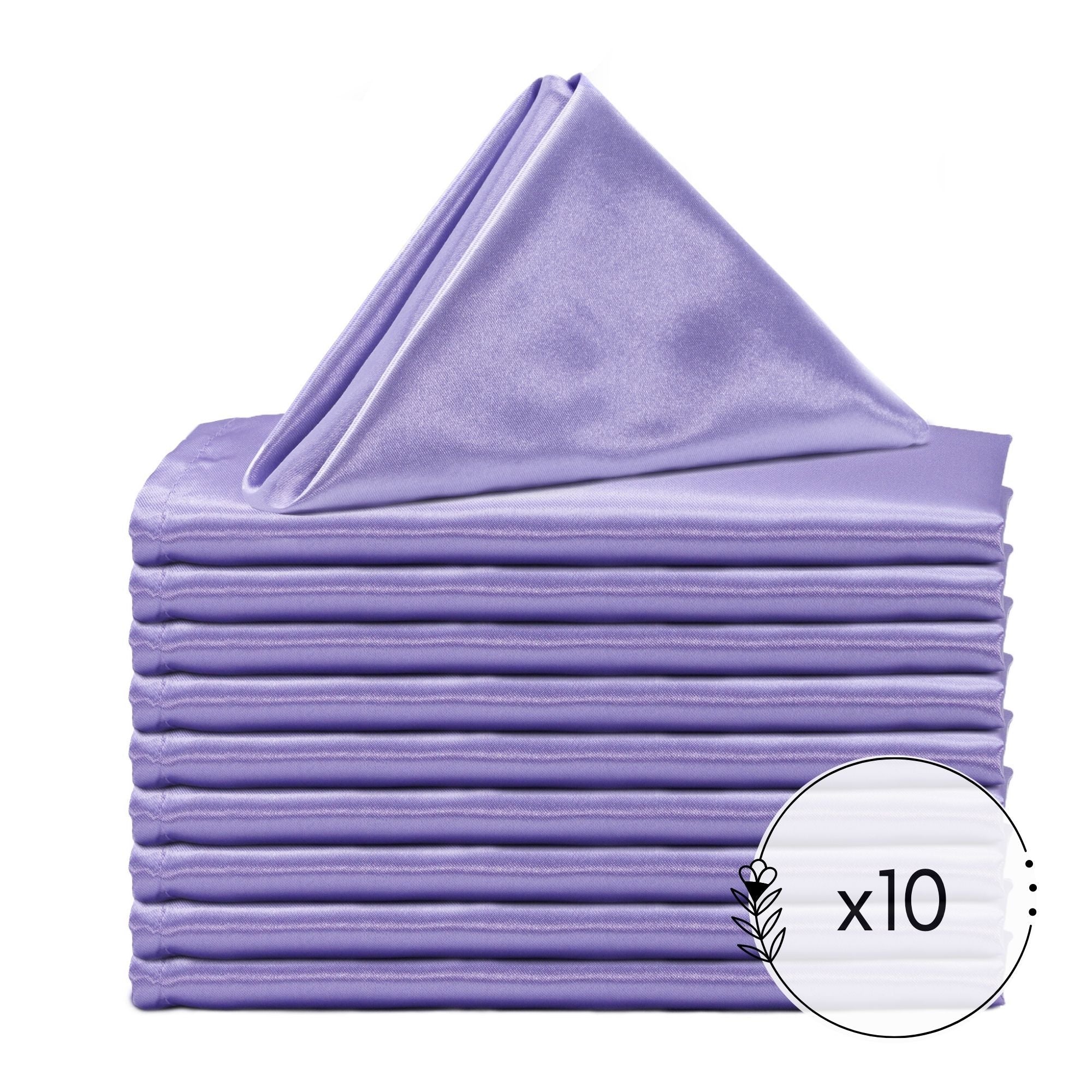 20 inch Satin Cloth Napkins Lavender (Pack of 10)