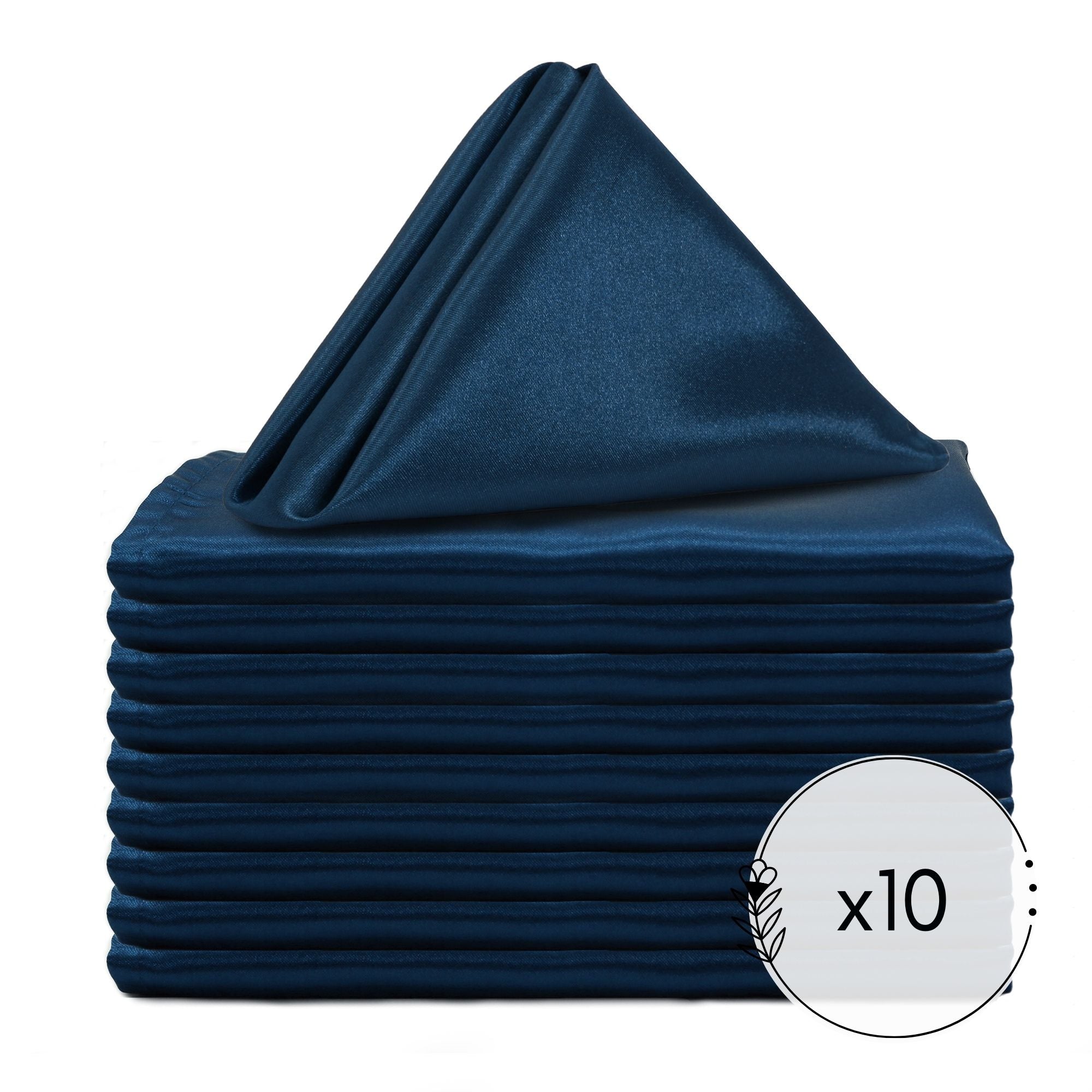 20 inch Satin Cloth Napkins Navy Blue (Pack of 10)