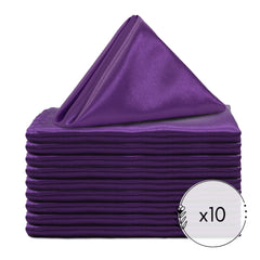 20 inch Satin Cloth Napkins Purple (Pack of 10)