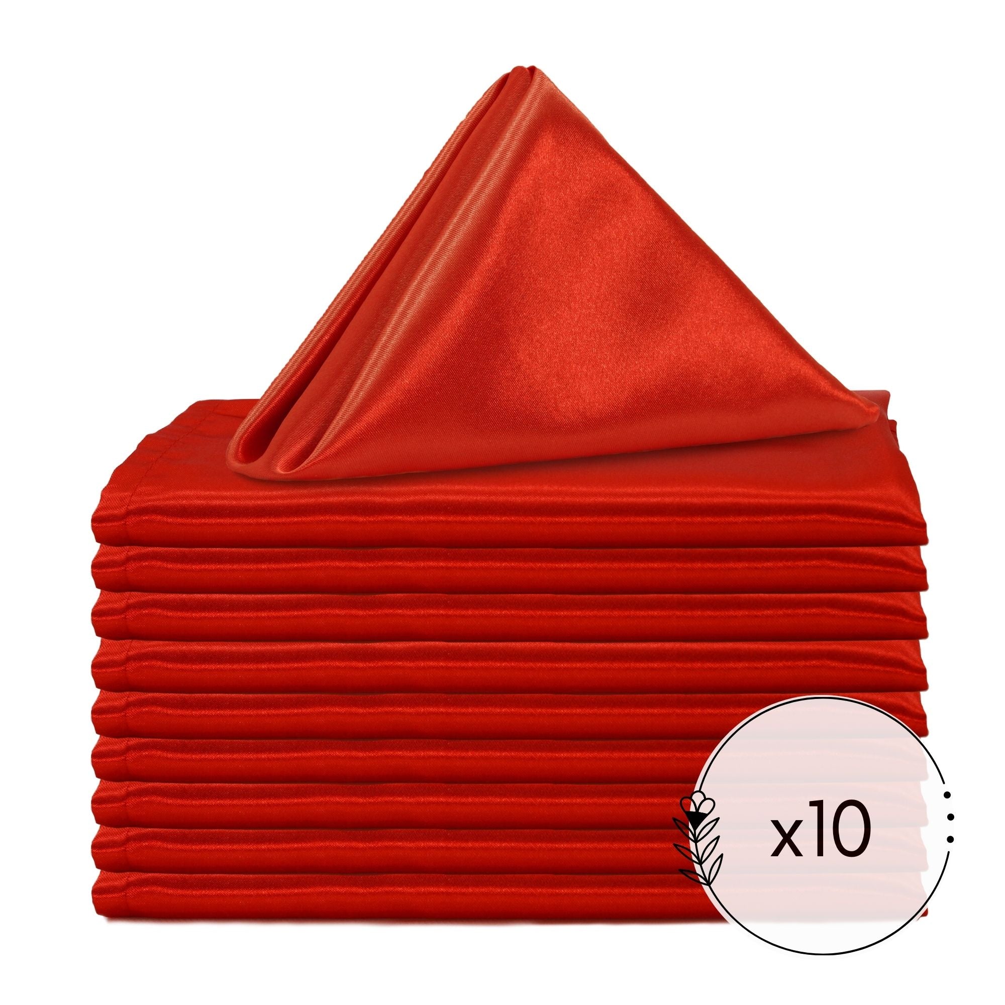 20 inch Satin Cloth Napkins Red (Pack of 10)