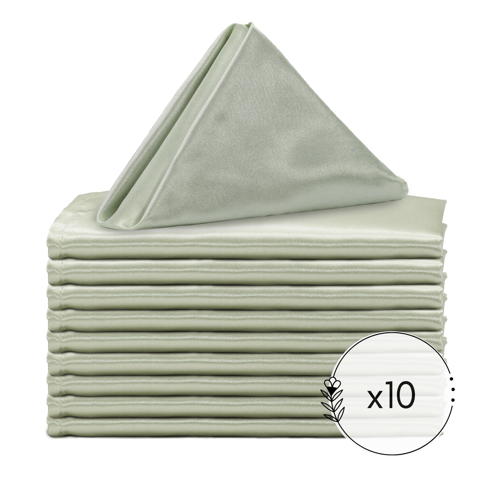 20 Inch Satin Cloth Napkins Sage (Pack of 10)