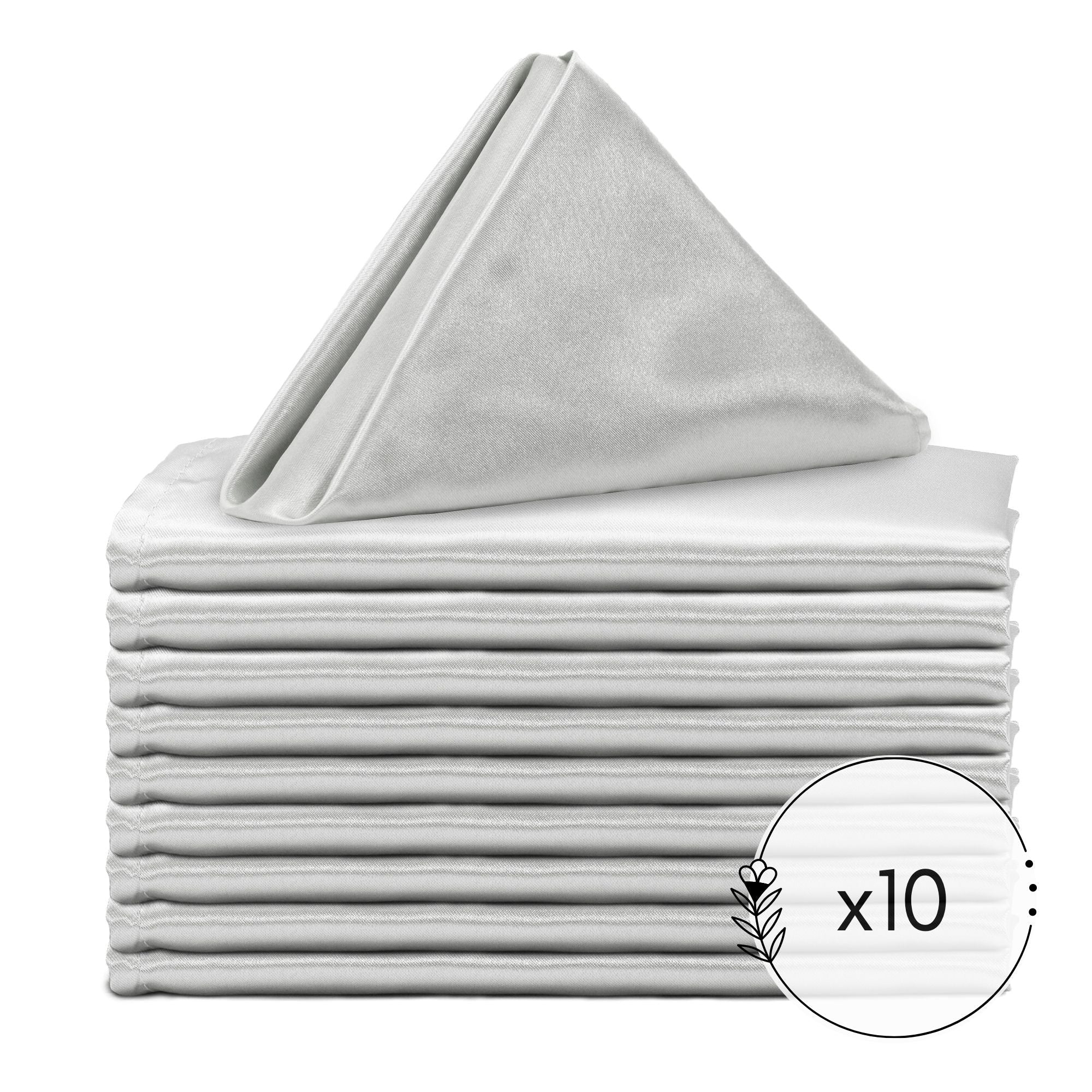 20 inch Satin Cloth Napkins Silver (Pack of 10)