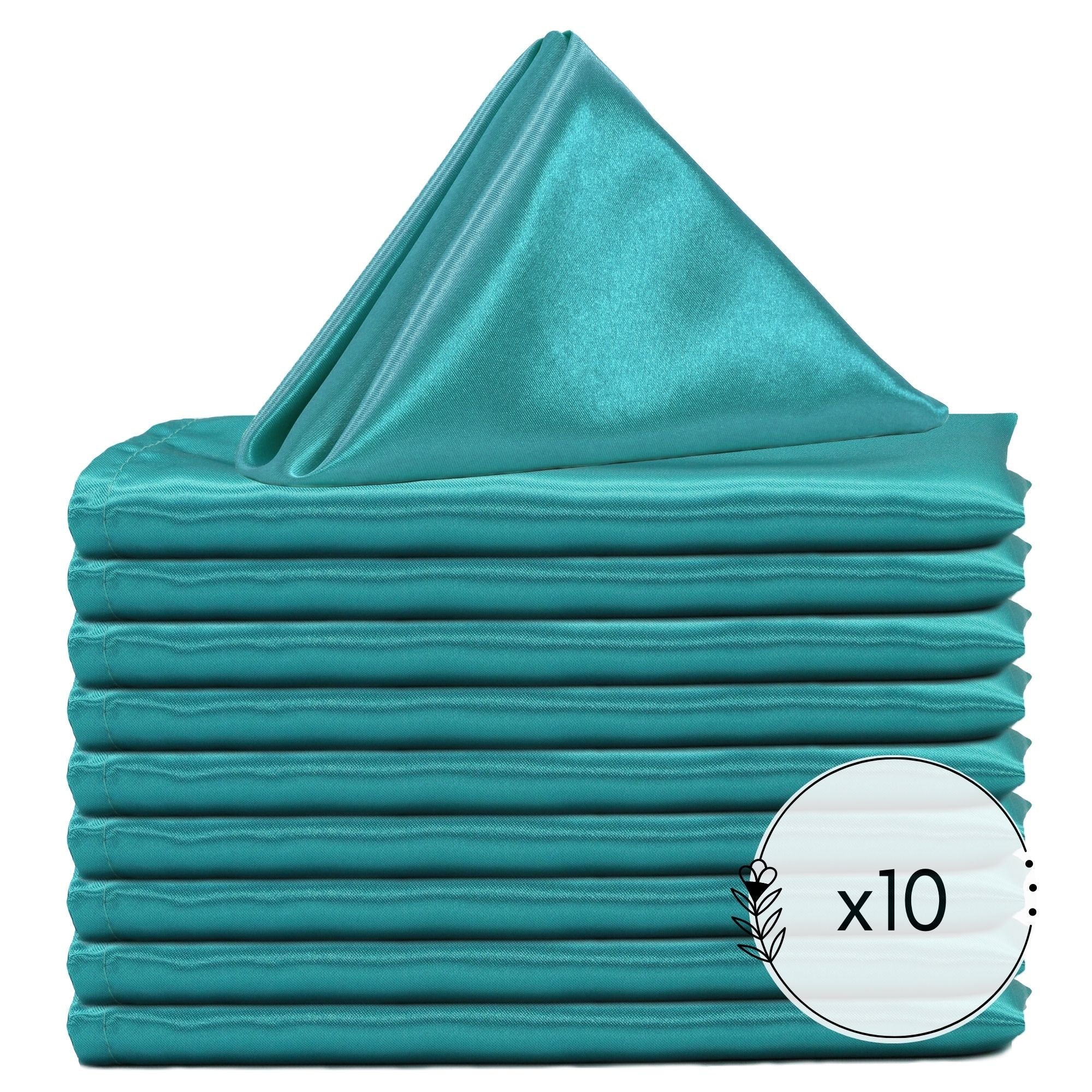 20 inch Satin Cloth Napkins Teal (Pack of 10)
