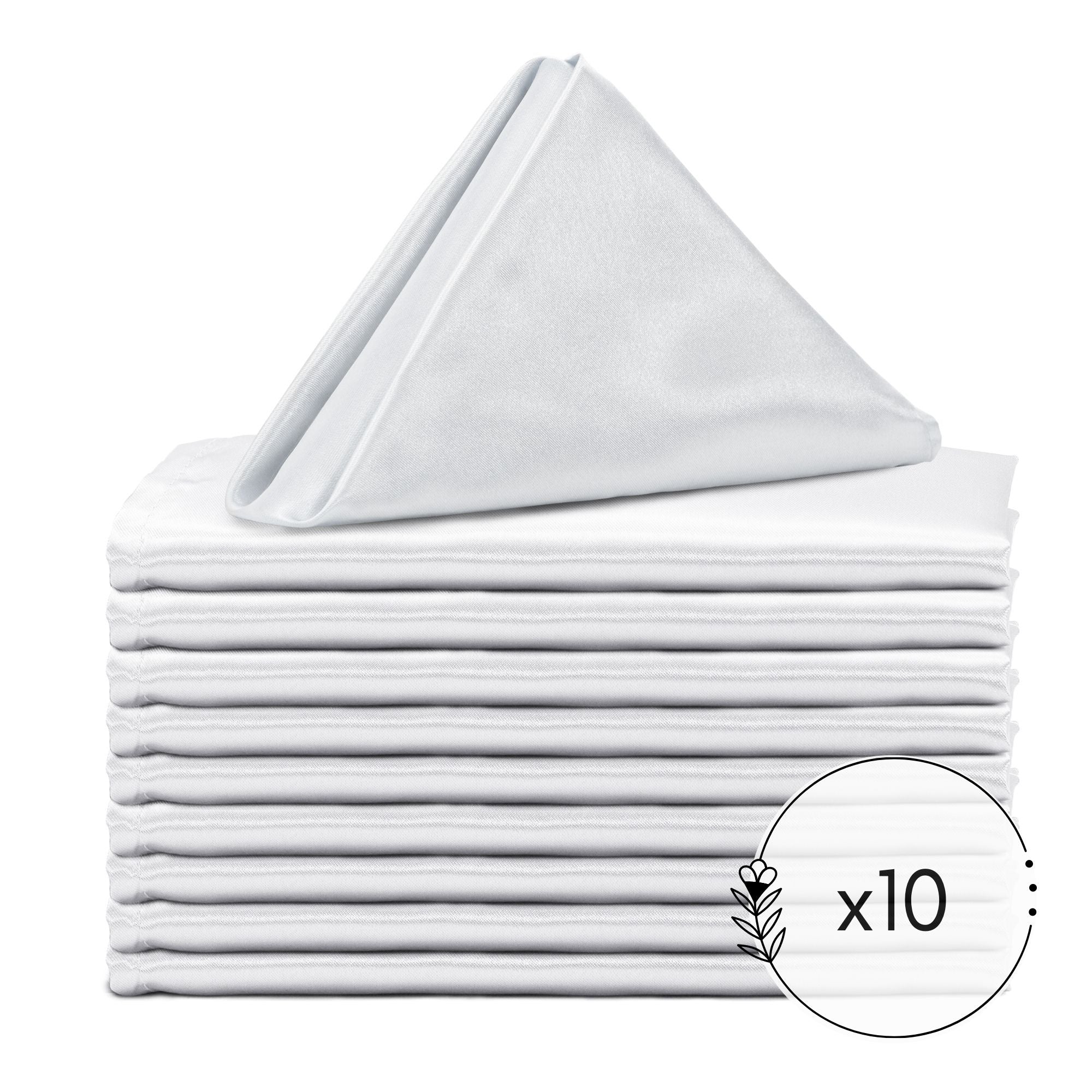 20 inch Satin Cloth Napkins White (Pack of 10)