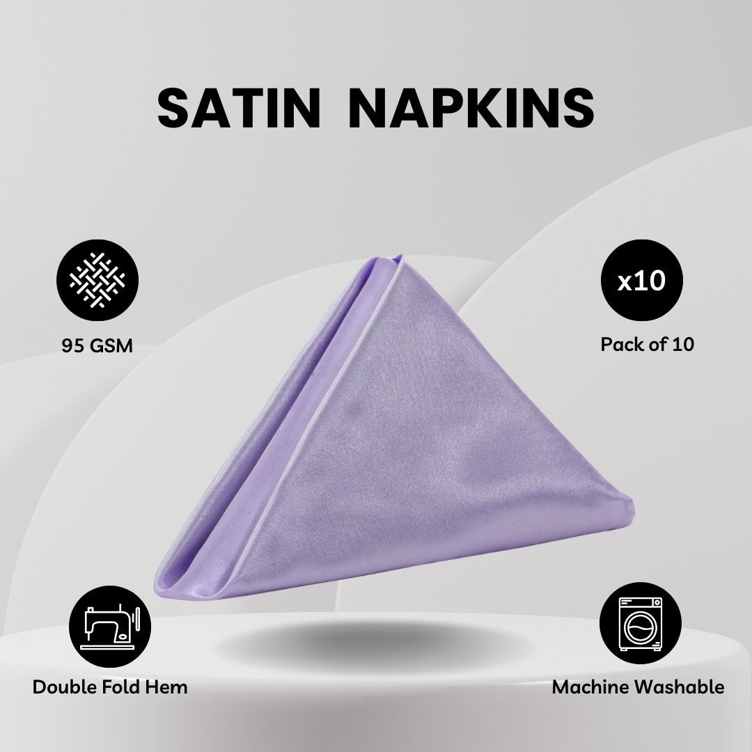 20 inch Satin Cloth Napkins Lavender (Pack of 10)