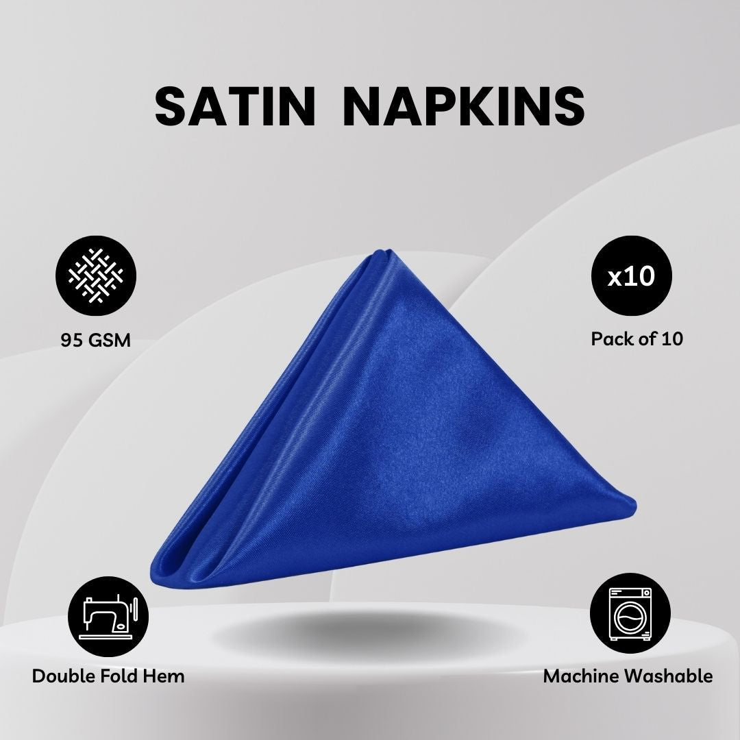 20 Inch Satin Cloth Napkins Royal Blue (Pack of 10)