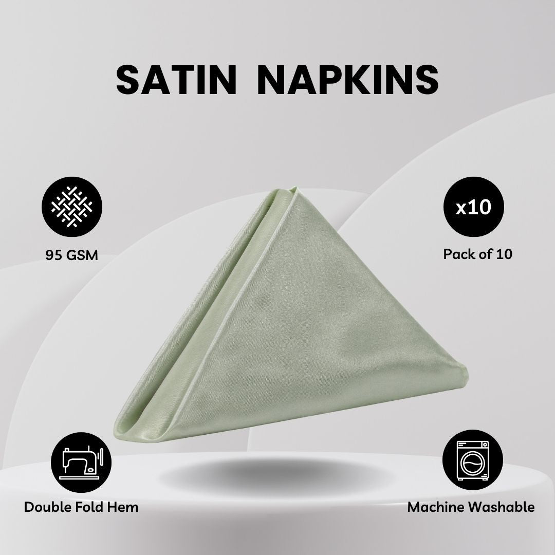 20 Inch Satin Cloth Napkins Sage (Pack of 10)