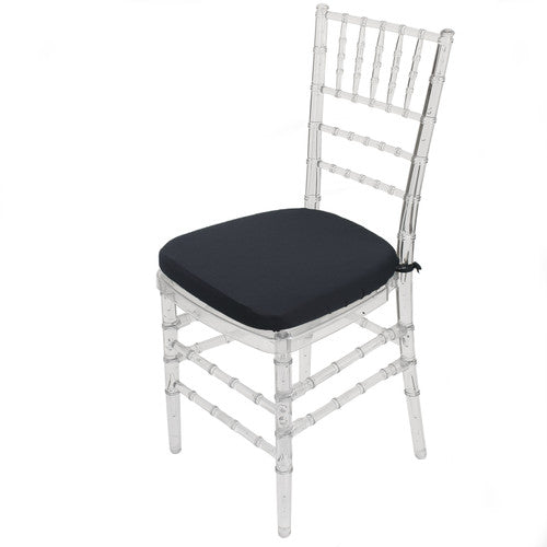 10 Pack Stretch Spandex Chiavari Pad Cover with Ties Black