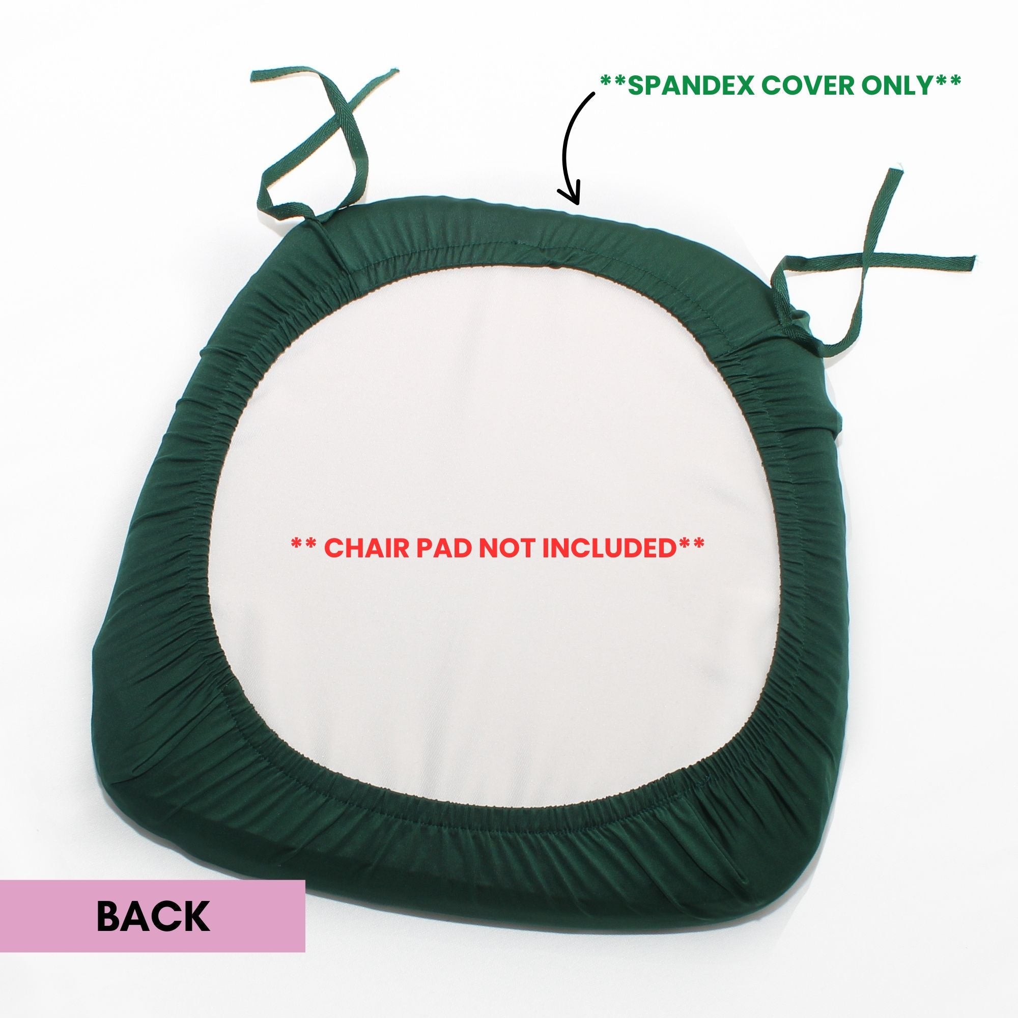 10 Pack Stretch Spandex Chiavari Pad Cover with Ties Hunter Green