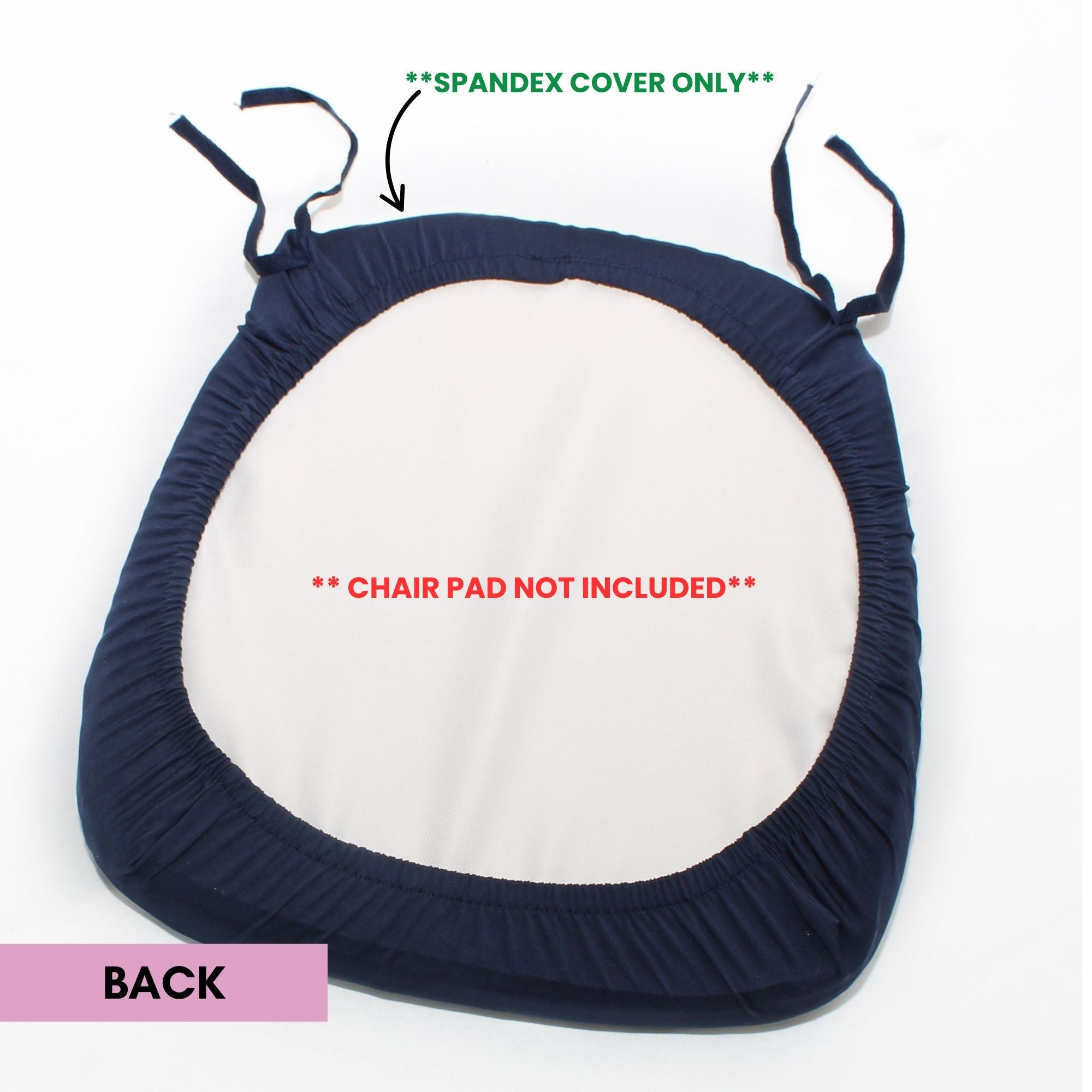 10 Pack Stretch Spandex Chiavari Pad Cover with Ties Navy Blue