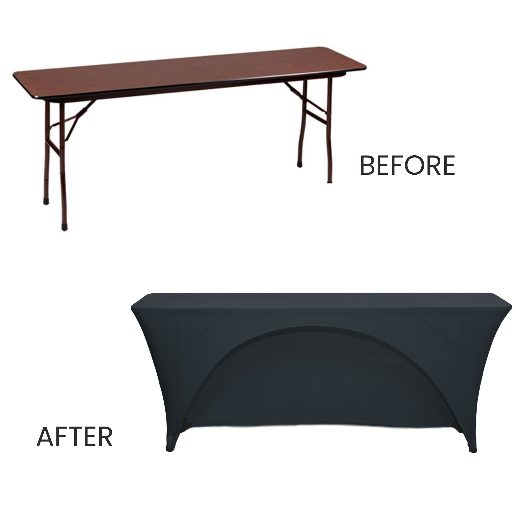 6 Ft  x 18 Inches Open Back Classroom Spandex Table Cover Black