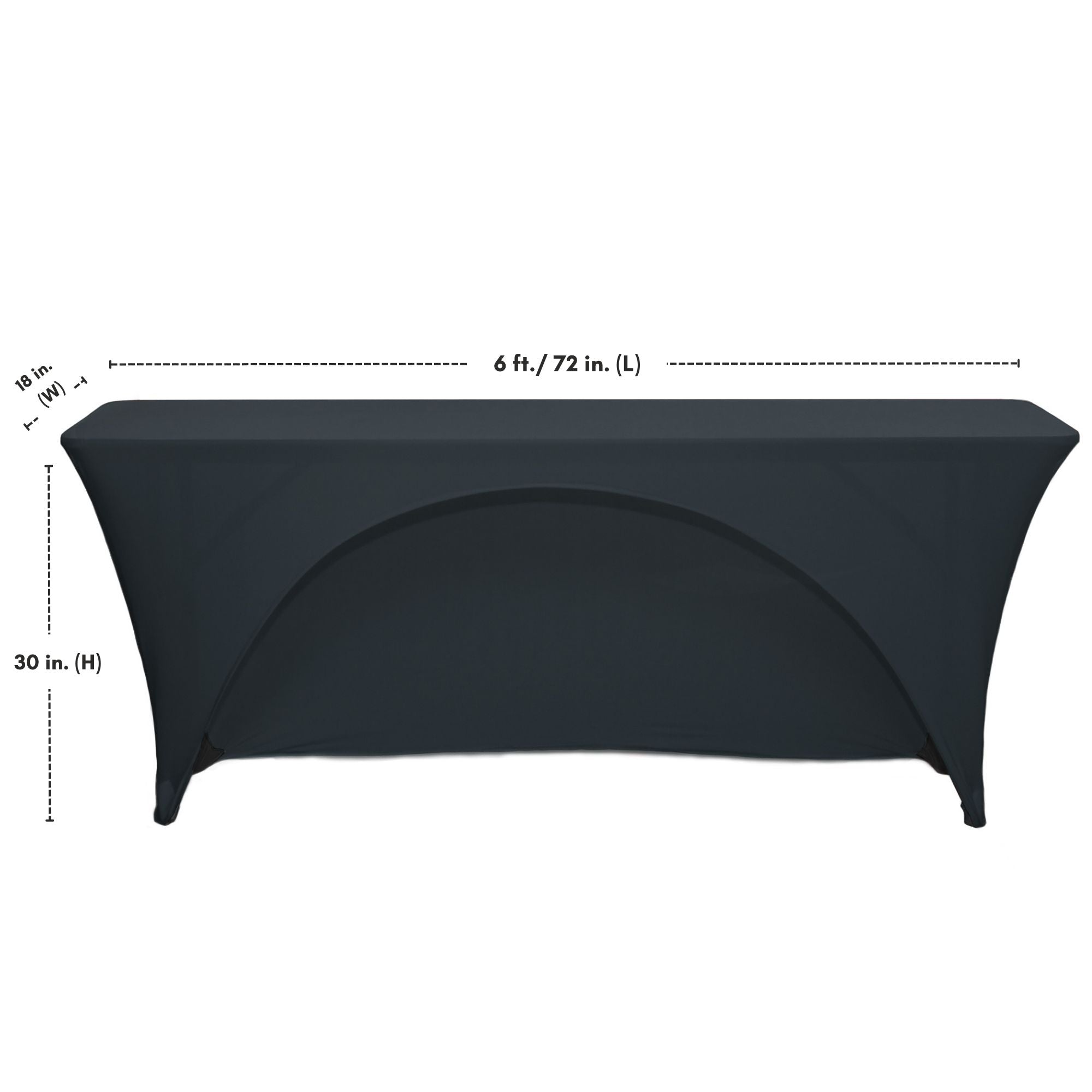 6 Ft  x 18 Inches Open Back Classroom Spandex Table Cover Black