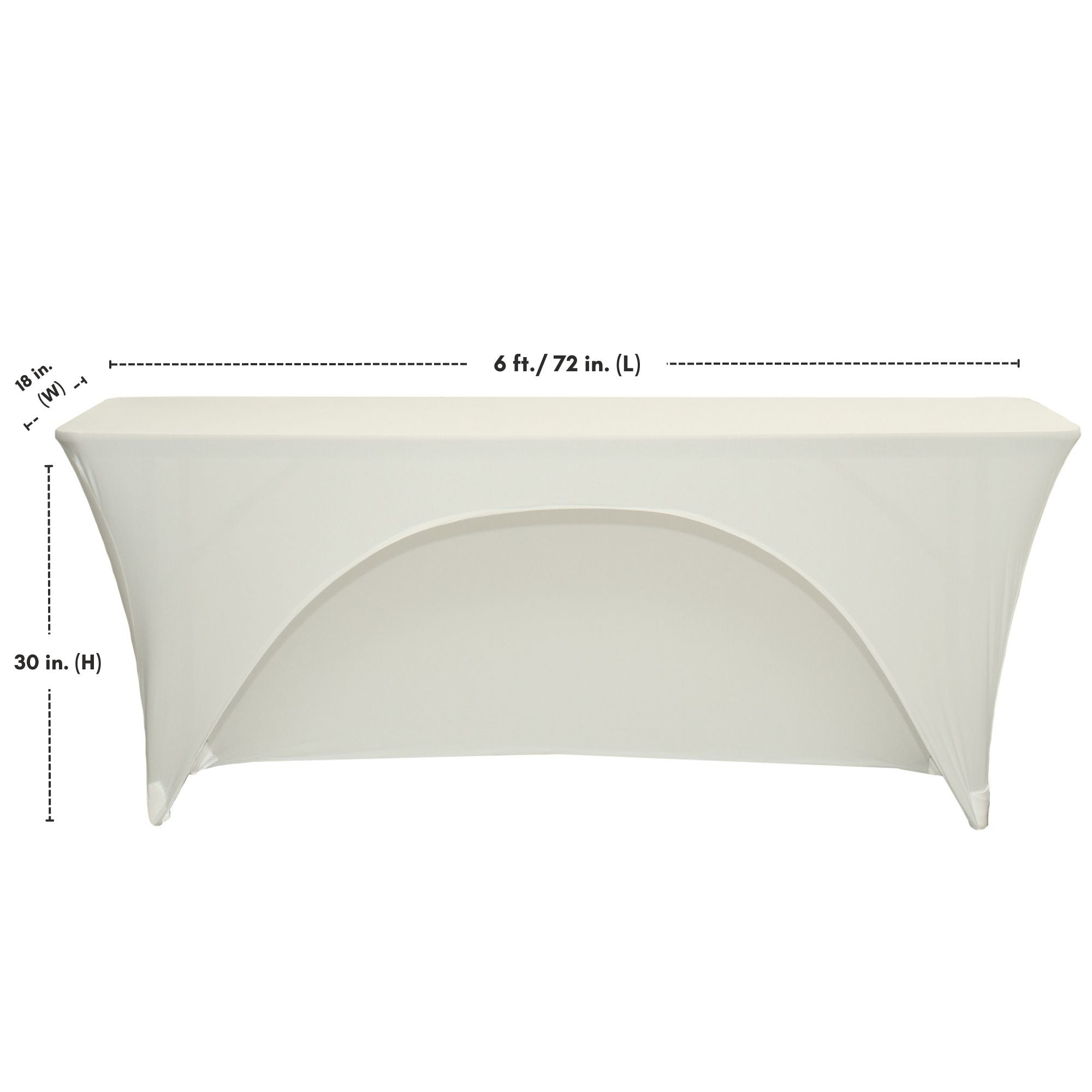 6 Ft  x 18 Inches Open Back Classroom Spandex Table Cover Ivory