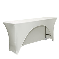 6 Ft  x 18 Inches Open Back Classroom Spandex Table Cover Ivory