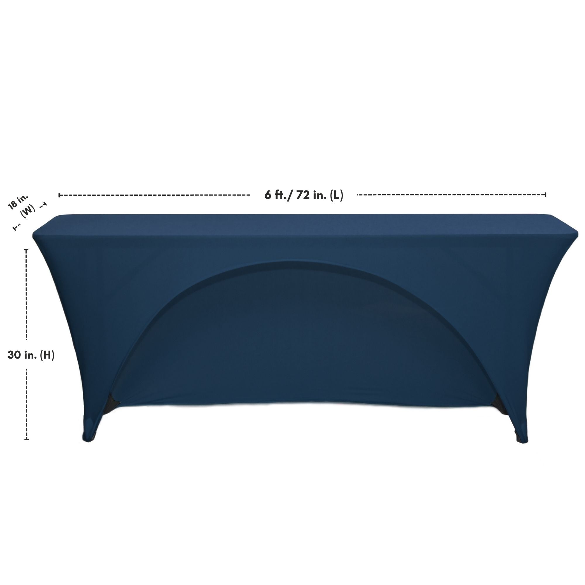 6 Ft x 18 Inches Open Back Rectangular Spandex Table Cover Navy Blue