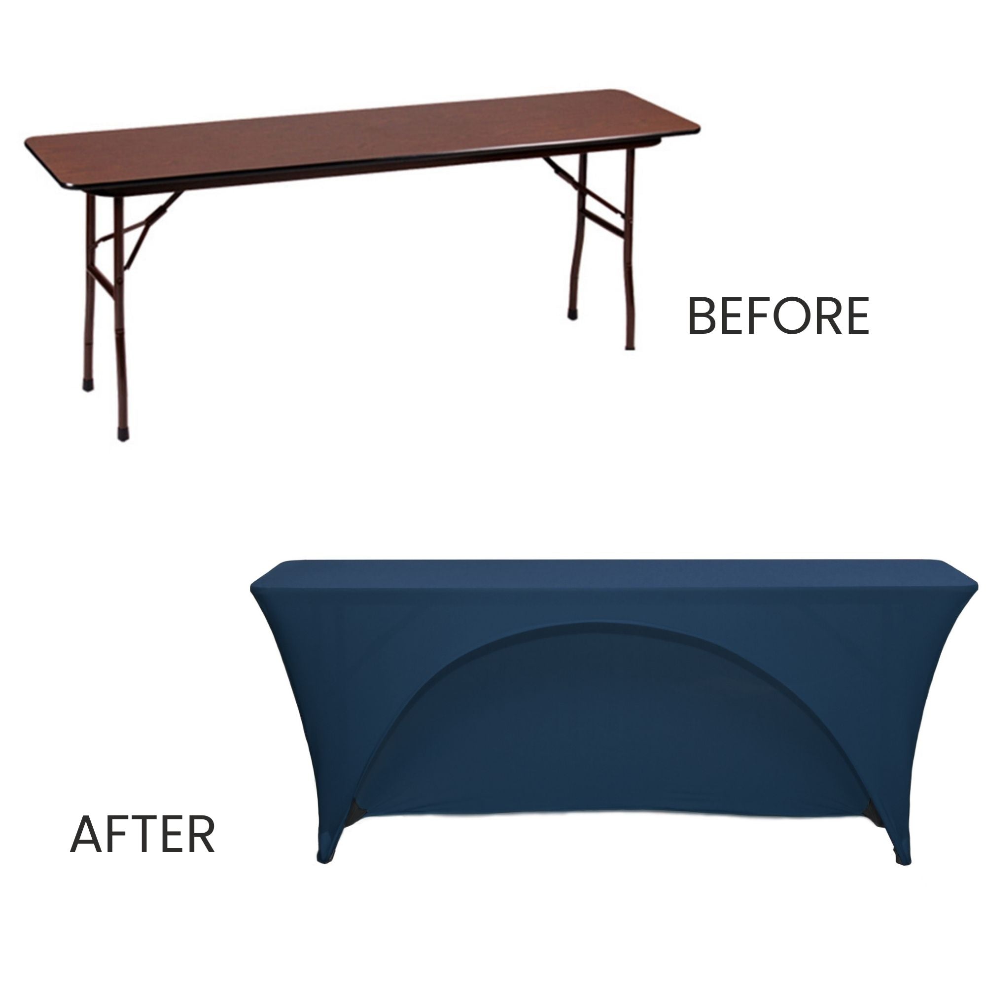 6 Ft x 18 Inches Open Back Rectangular Spandex Table Cover Navy Blue
