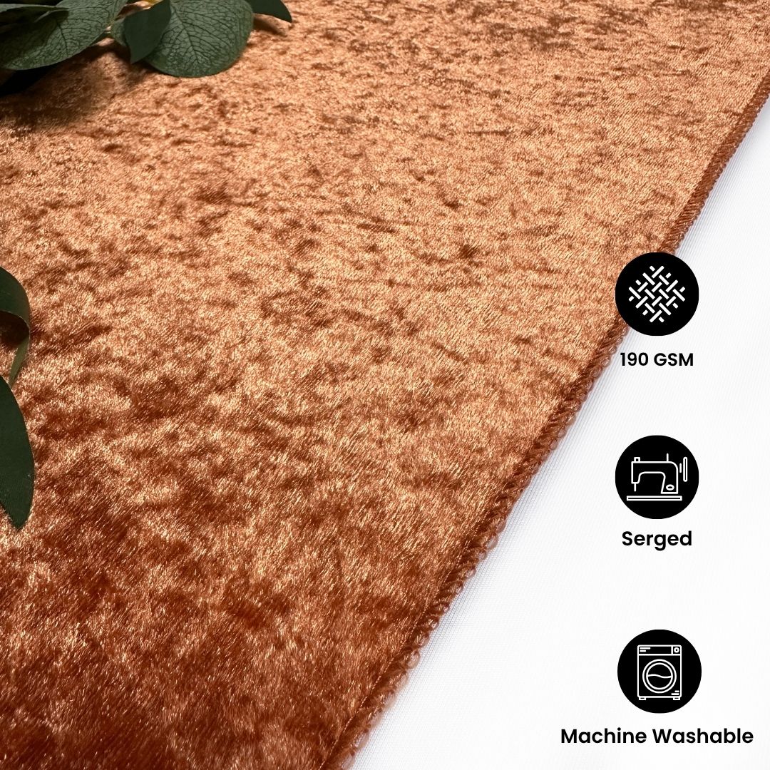 14 x 108 Inch Crushed Velvet Table Runner Terracotta
