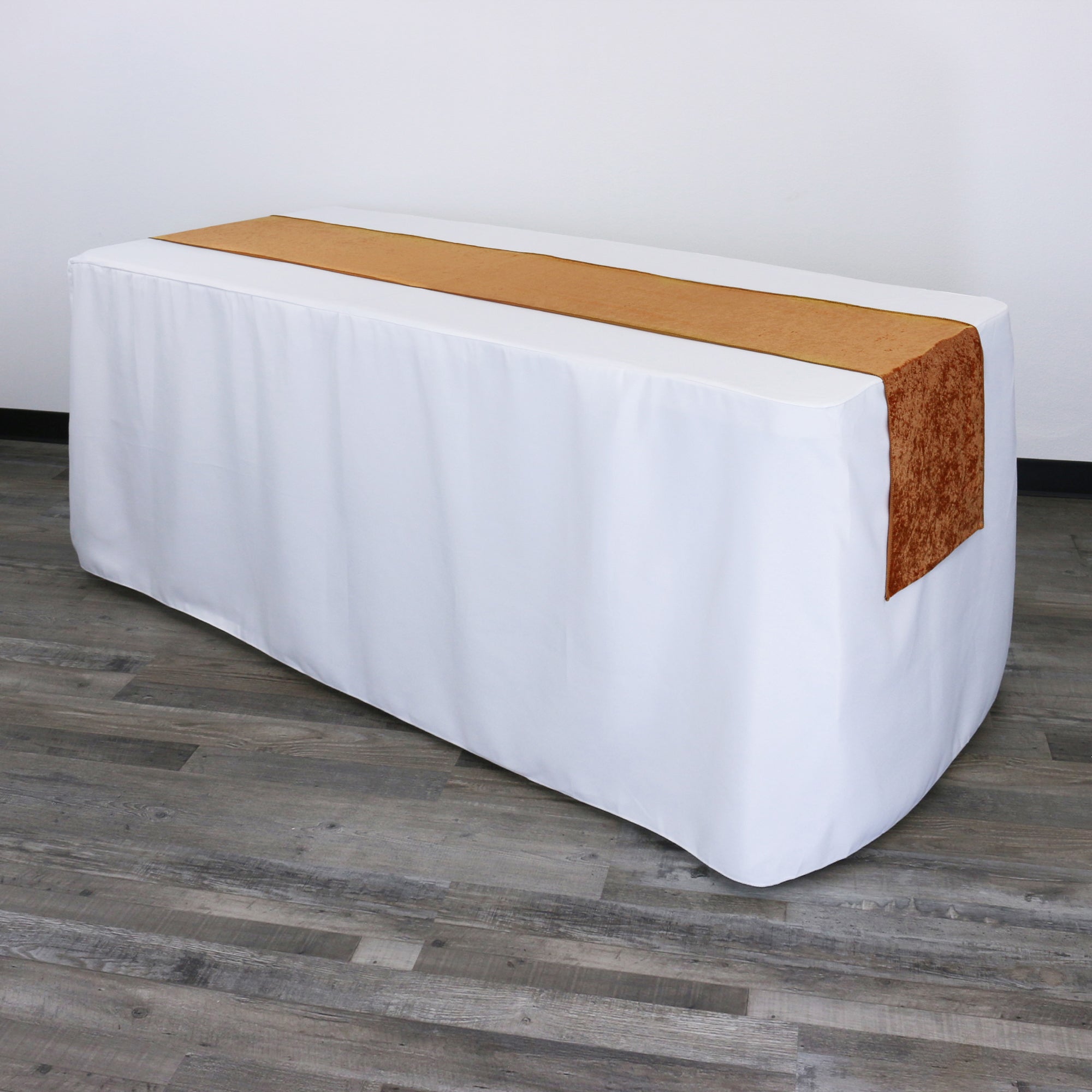 14 x 108 Inch Crushed Velvet Table Runner Terracotta