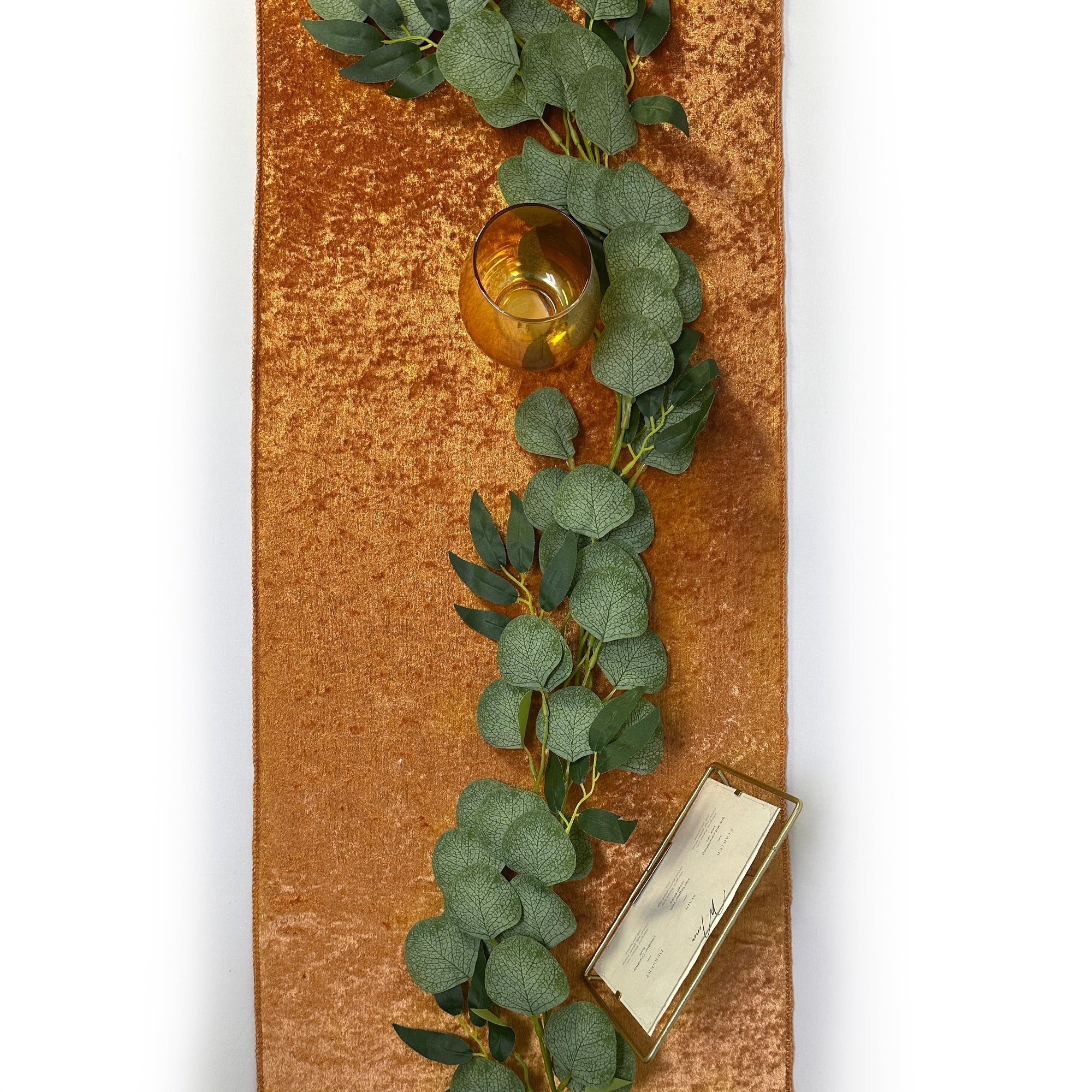 14 x 108 Inch Crushed Velvet Table Runner Terracotta