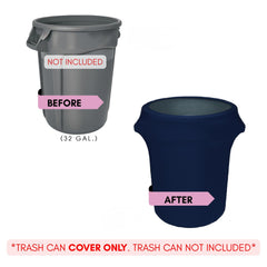 32 Gallon Spandex Trash Can/Waste Container Cover Navy Blue