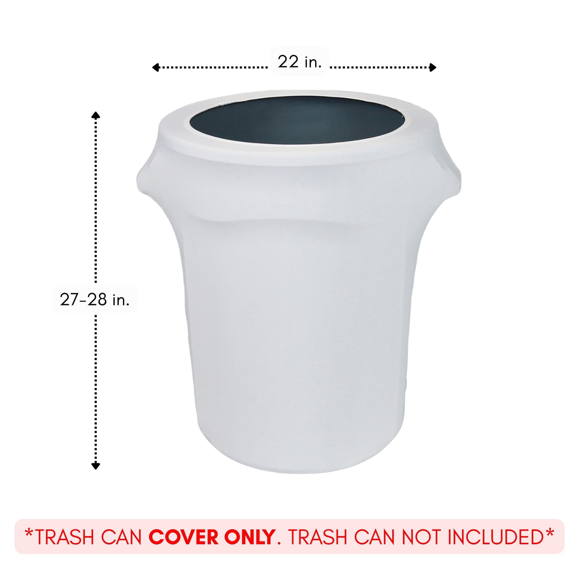32 Gallon Spandex Trash Can/Waste Container Cover White