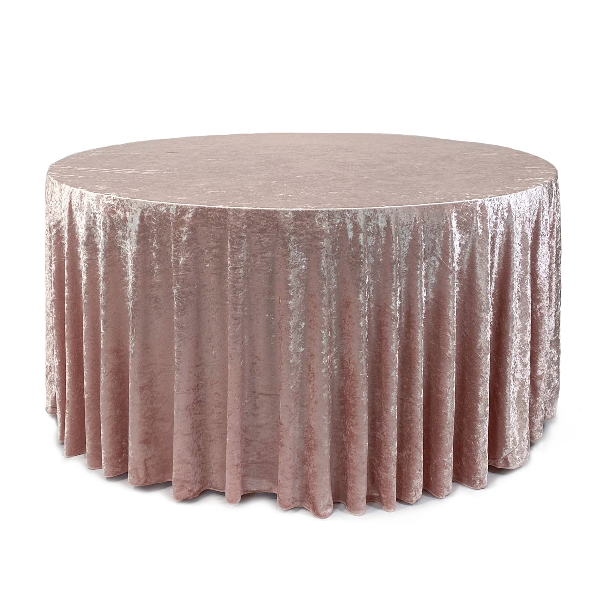 120 Inch Round Crushed Velvet Tablecloth Blush