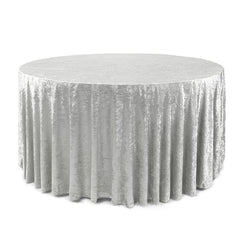 120 Inch Round Crushed Velvet Tablecloth White