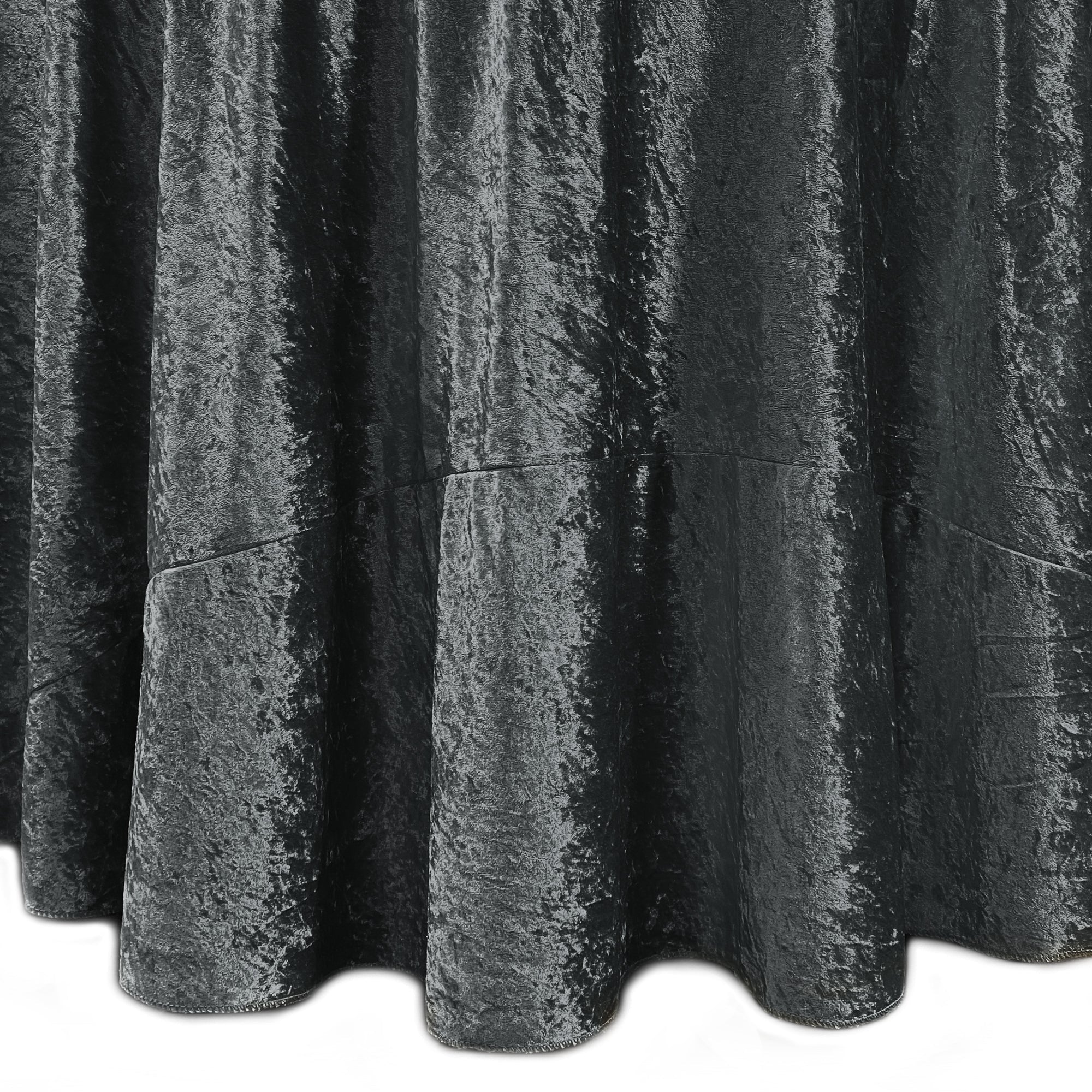 120 Inch Round Crushed Velvet Tablecloth Black