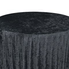 132 Inch Round Crushed Velvet Tablecloth Black