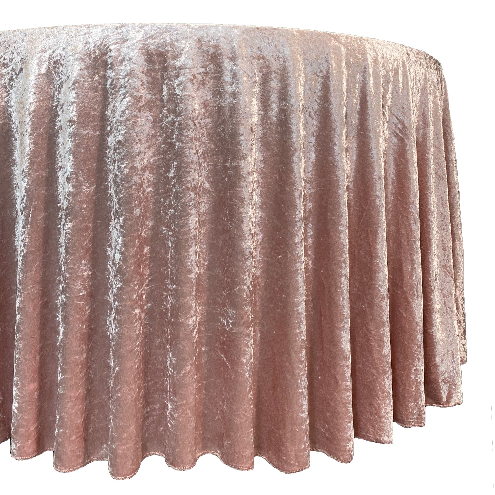 120 Inch Round Crushed Velvet Tablecloth Blush