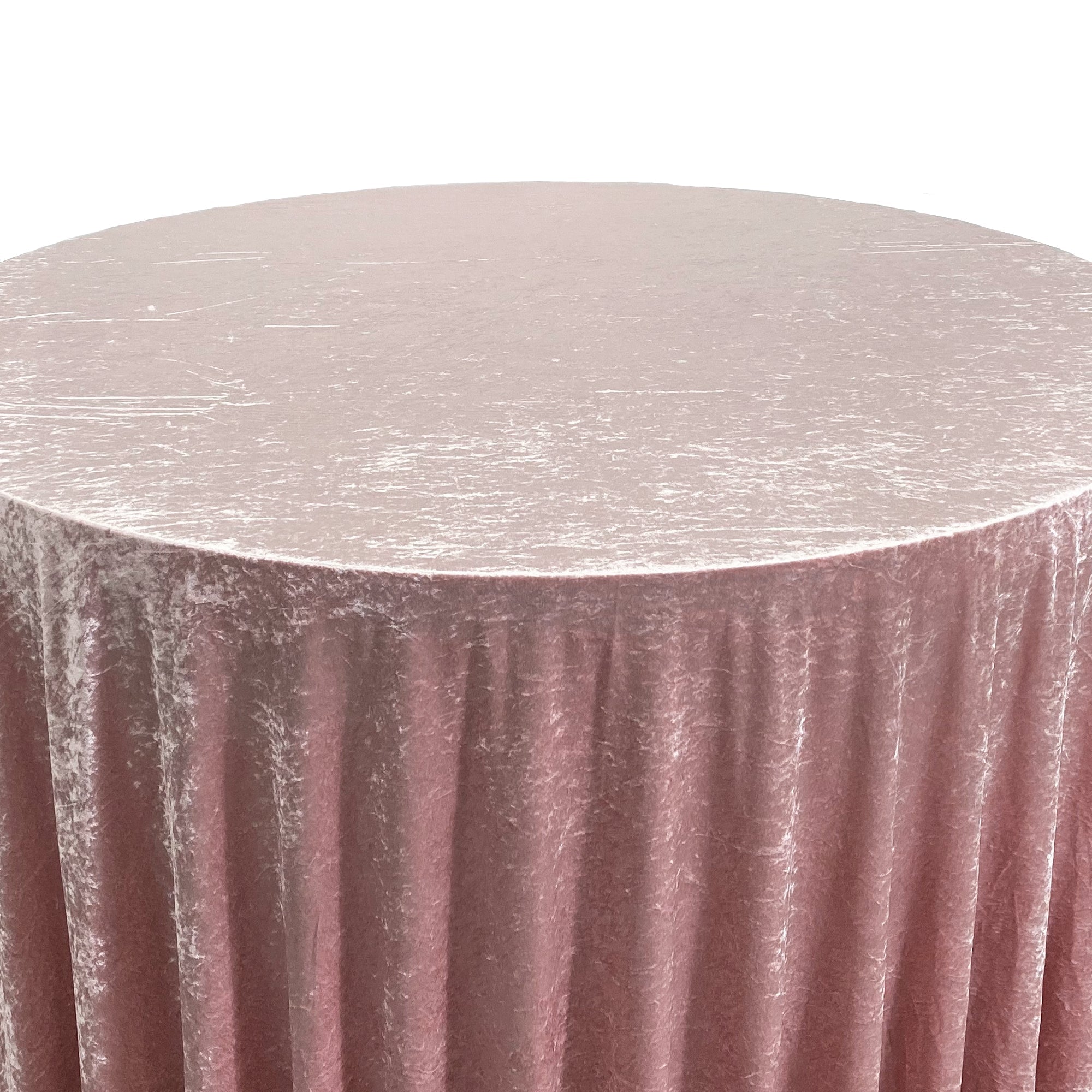 120 Inch Round Crushed Velvet Tablecloth Blush