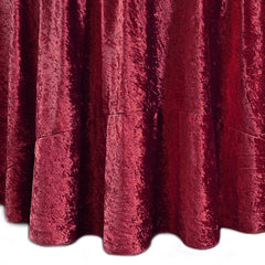 132 Inch Round Crushed Velvet Tablecloth Burgundy
