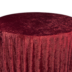 132 Inch Round Crushed Velvet Tablecloth Burgundy