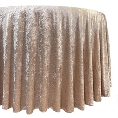 120 Inch Round Crushed Velvet Tablecloth Champagne