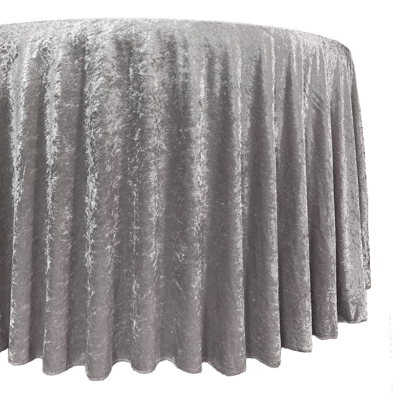 120 Inch Round Crushed Velvet Tablecloth Dark Silver