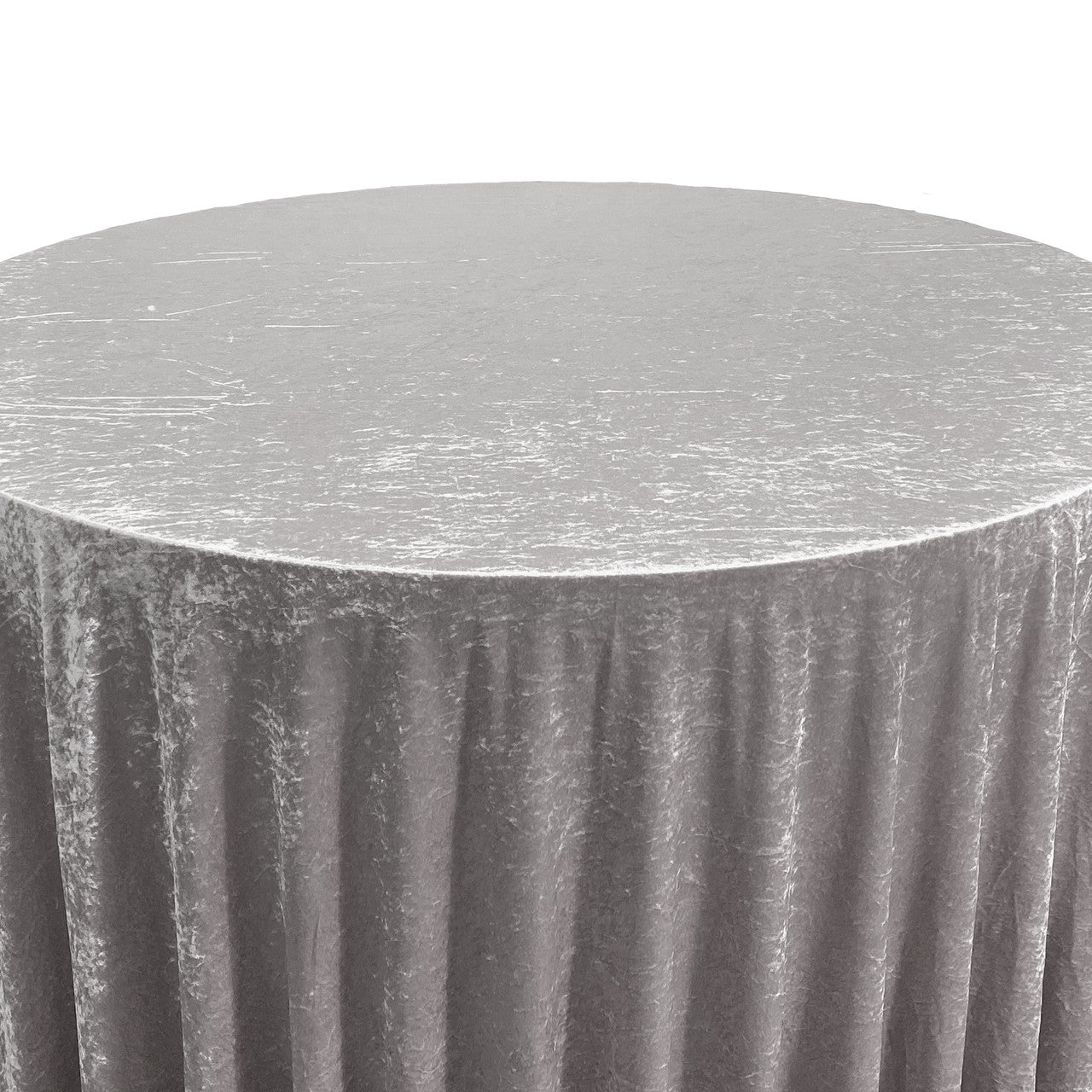 132 Inch Round Crushed Velvet Tablecloth Dark Silver