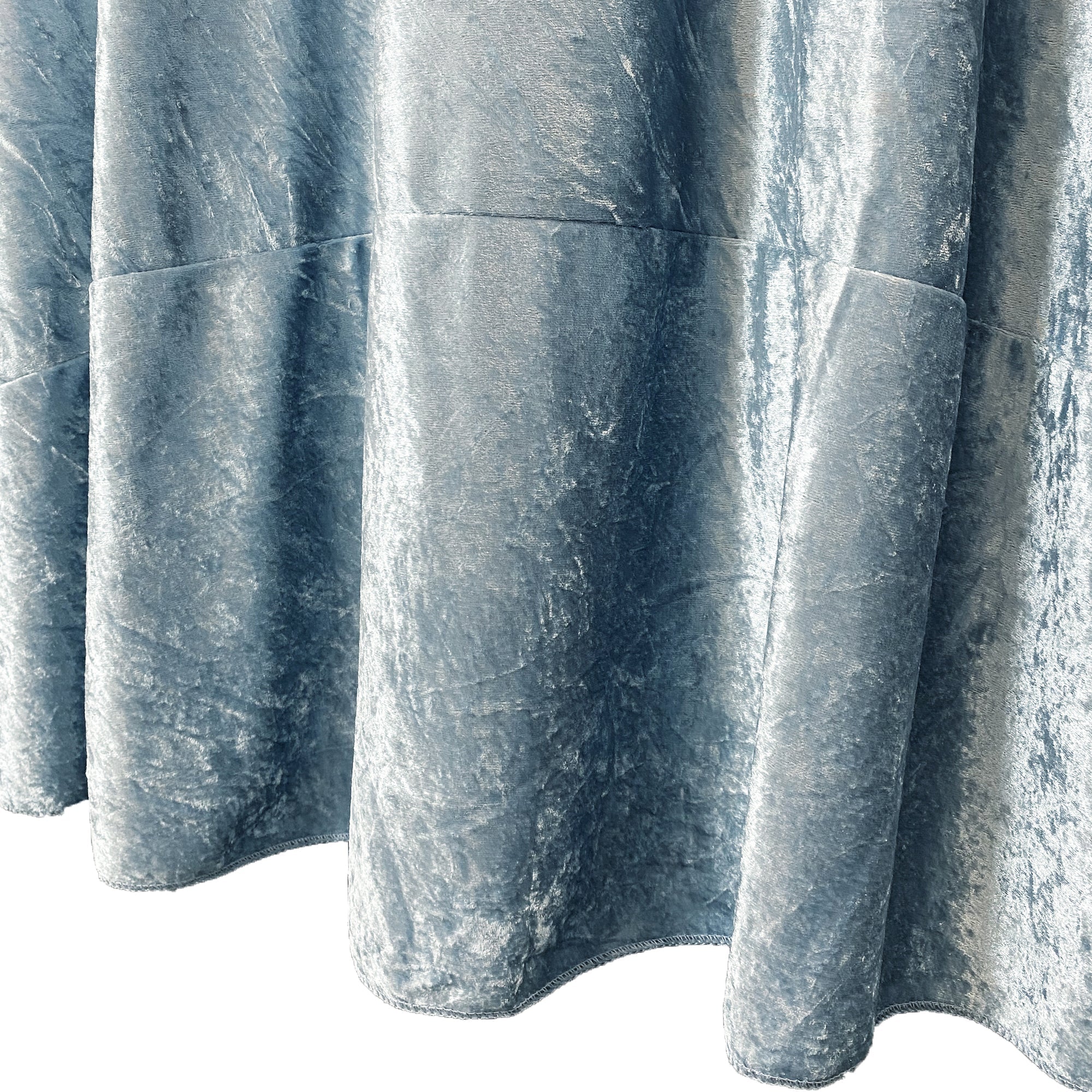 132 Inch Round Crushed Velvet Tablecloth Dusty Blue