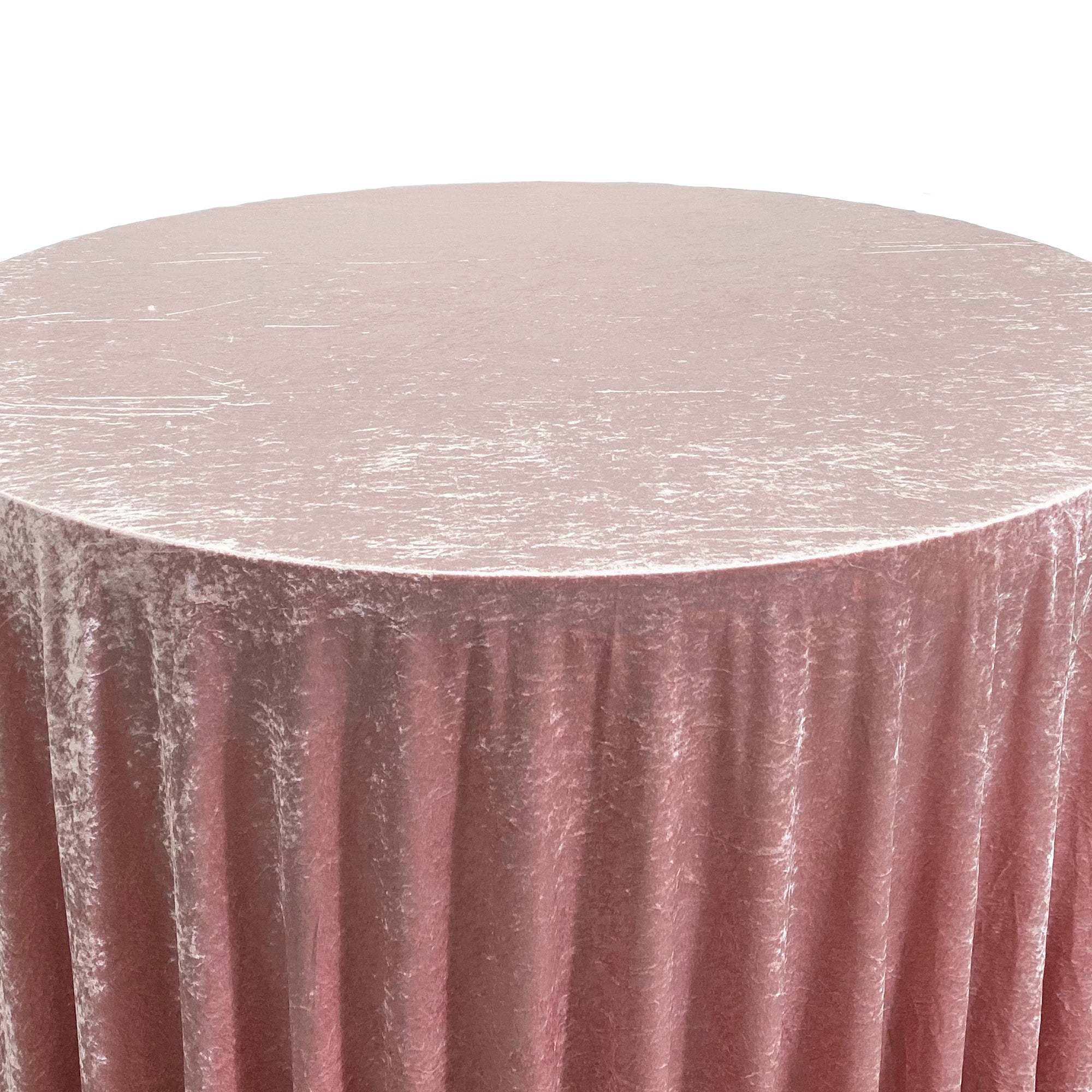 132 Inch Round Crushed Velvet Tablecloth Dusty Rose