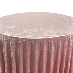 132 Inch Round Crushed Velvet Tablecloth Dusty Rose