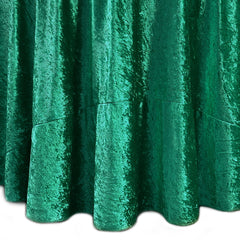 132 Inch Round Crushed Velvet Tablecloth Emerald Green
