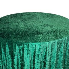 132 Inch Round Crushed Velvet Tablecloth Emerald Green