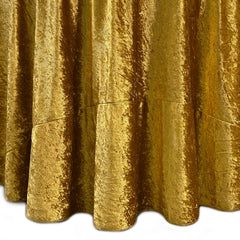 120 Inch Round Crushed Velvet Tablecloth Gold