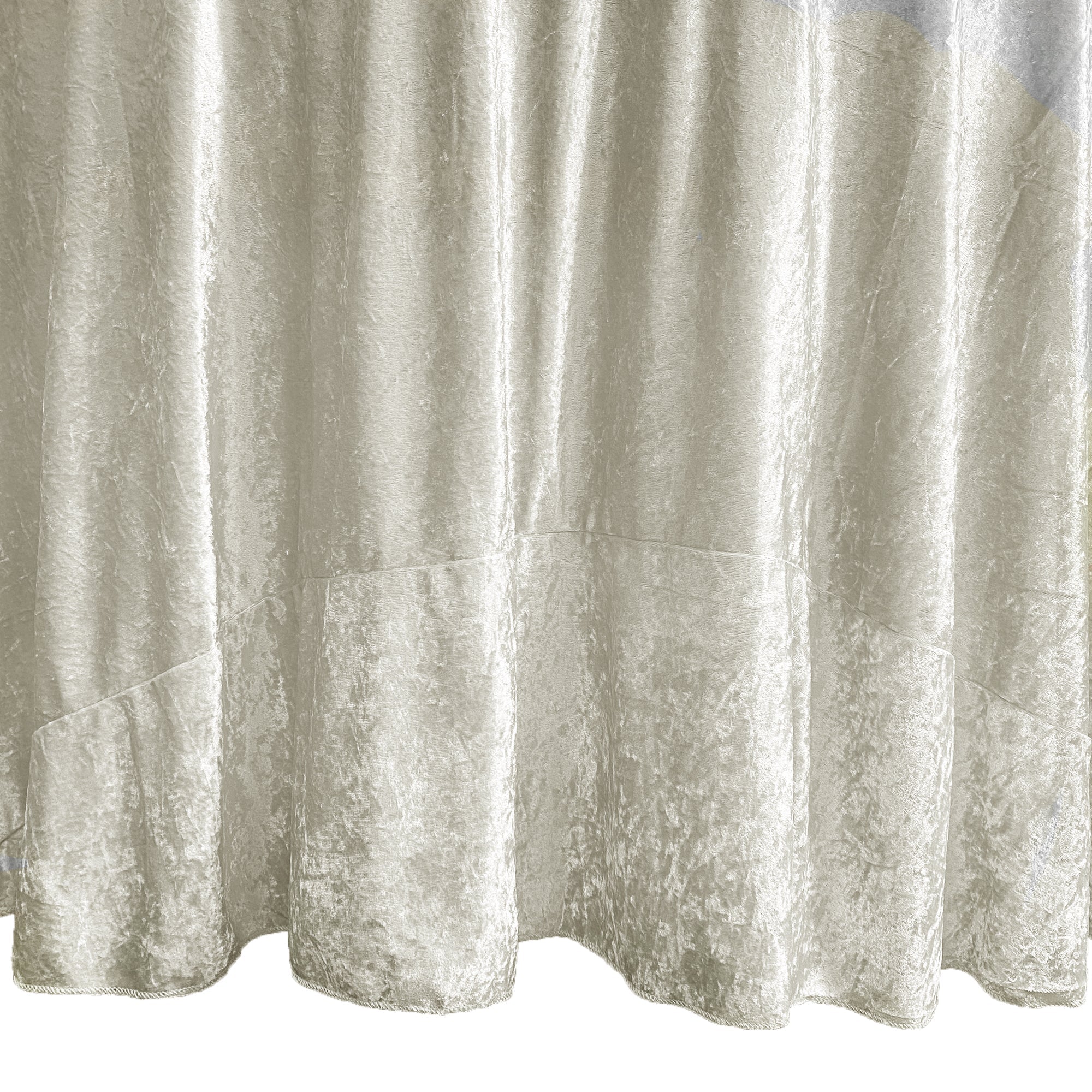 132 Inch Round Crushed Velvet Tablecloth Ivory
