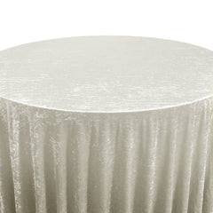 120 Inch Round Crushed Velvet Tablecloth Ivory