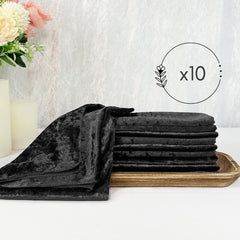 20 Inch Crushed Velvet Cloth Napkins Black (Pack of 10)