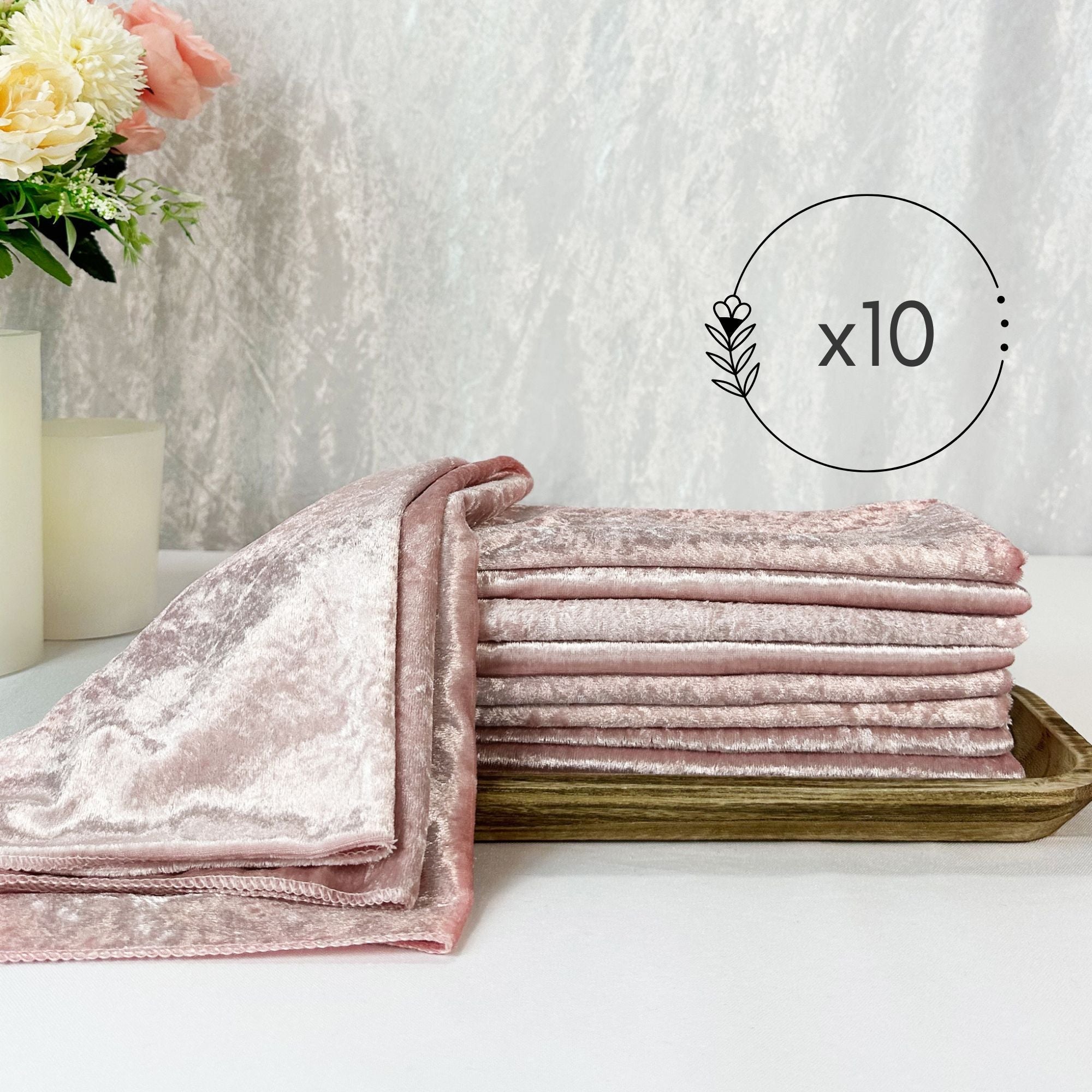 20 Inch Crushed Velvet Cloth Napkins Blush (Pack of 10)